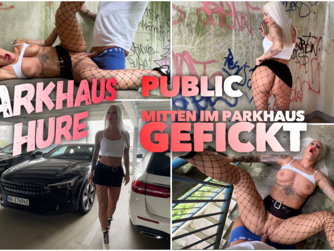 PARKHAUS-HURE | Public mitten im Parkhaus gefickt mit mega Facial